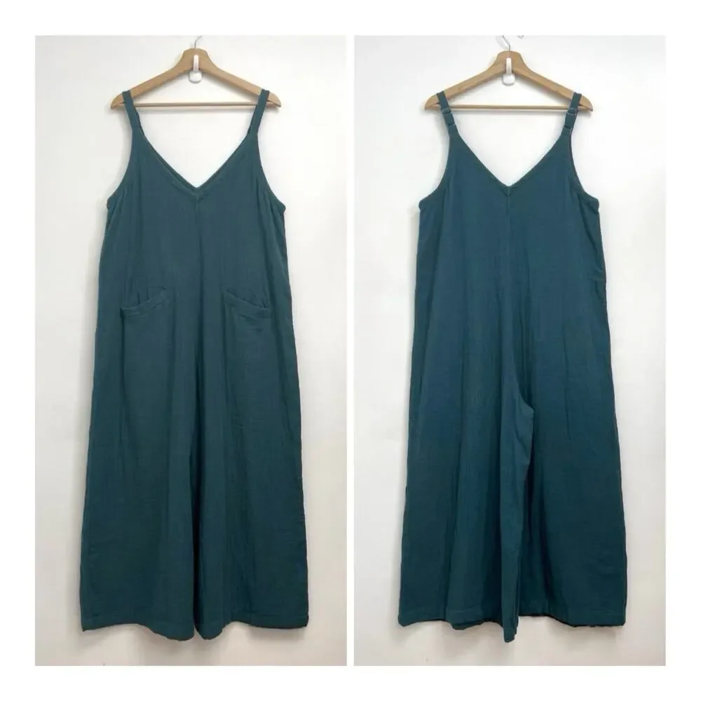 Natural Life Chelsea Wide Leg Oversized V-Neck Cotton Gauze Jumpsuit - Medium - Picture 11 of 12
